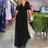 🌷50% KEDVEZMÉNY Korlátozott Ideig💞Egyszínű V-nyakú Derék Feszesítő Ruha