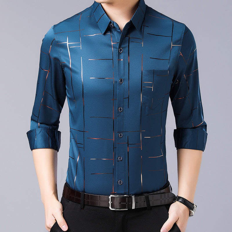 Férfi Slim Fit Vasalat Nélküli Ing