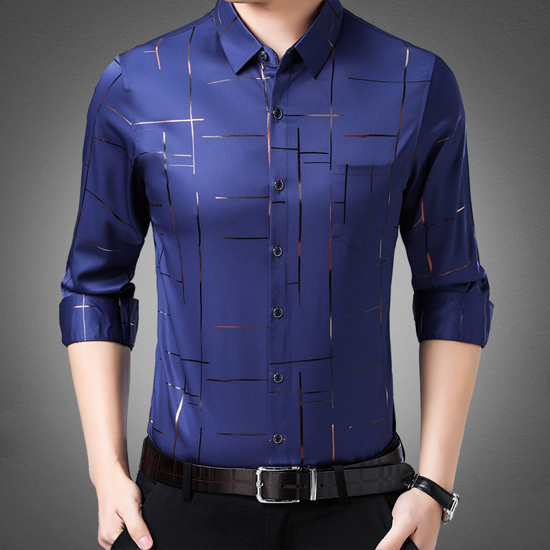 Férfi Slim Fit Vasalat Nélküli Ing