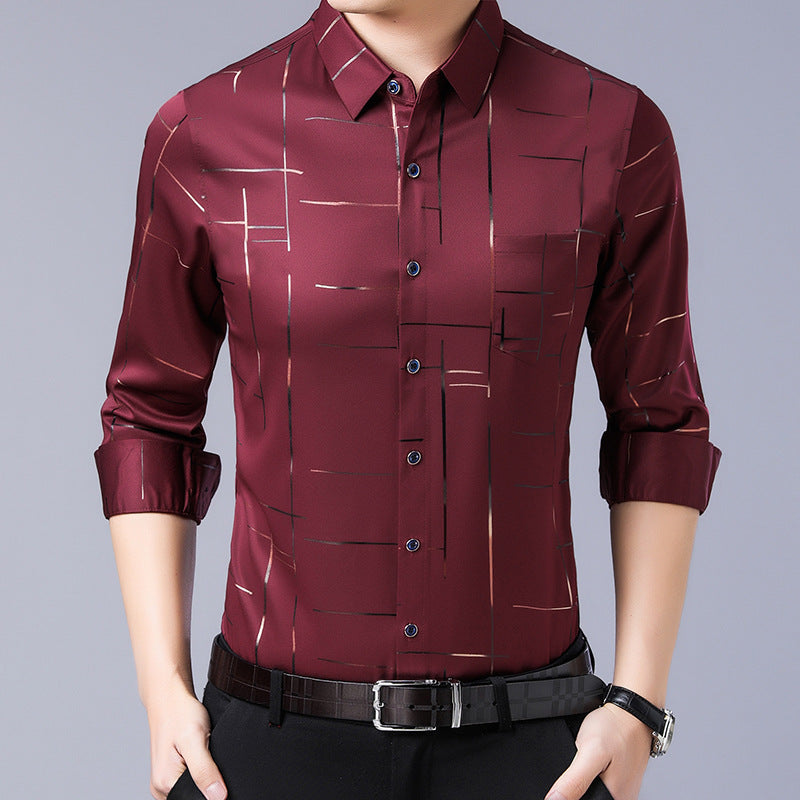 Férfi Slim Fit Vasalat Nélküli Ing