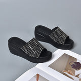👣【35-43】2025 Női Fényes Wedge Pántos Szandál