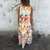 【S-3XL】🍂V-Neck Sleeveless Printed Maxi Dress