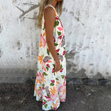 【S-3XL】🍂V-Neck Sleeveless Printed Maxi Dress