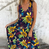 【S-3XL】🍂V-Neck Sleeveless Printed Maxi Dress
