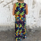 【S-3XL】🍂V-Neck Sleeveless Printed Maxi Dress