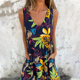 【S-3XL】🍂V-Neck Sleeveless Printed Maxi Dress