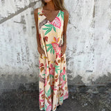 【S-3XL】🍂V-Neck Sleeveless Printed Maxi Dress