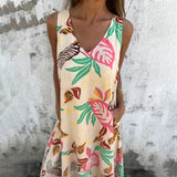 【S-3XL】🍂V-Neck Sleeveless Printed Maxi Dress