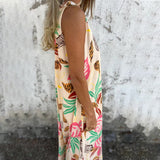 【S-3XL】🍂V-Neck Sleeveless Printed Maxi Dress