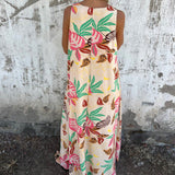 【S-3XL】🍂V-Neck Sleeveless Printed Maxi Dress