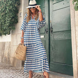 💖 Női Elegáns Virágos Boho Maxi Ruha Puffos Ujjakkal 👗