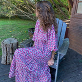 💖 Női Elegáns Virágos Boho Maxi Ruha Puffos Ujjakkal 👗