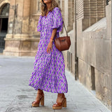 💖 Női Elegáns Virágos Boho Maxi Ruha Puffos Ujjakkal 👗