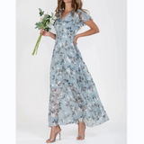 🌸 Könnyű, rövid ujjú virágmintás maxiruha (M-3XL méretben)