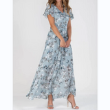🌸 Könnyű, rövid ujjú virágmintás maxiruha (M-3XL méretben)