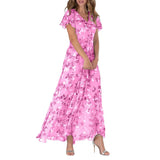 🌸 Könnyű, rövid ujjú virágmintás maxiruha (M-3XL méretben)