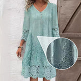 【S-2XL】💖Elegáns női csipkeruha fél ujjakkal és V-alakú nyakkivágással