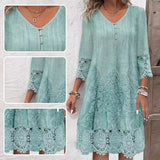 【S-2XL】💖Elegáns női csipkeruha fél ujjakkal és V-alakú nyakkivágással