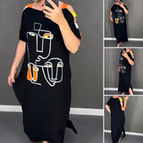 【S-4XL】💟Női divatos, nyomtatott rövid ujjú ruha