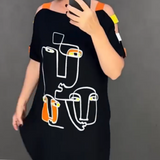 【S-4XL】💟Női divatos, nyomtatott rövid ujjú ruha