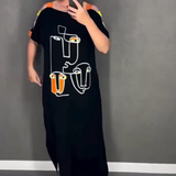 【S-4XL】💟Női divatos, nyomtatott rövid ujjú ruha