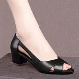 Női elegáns Peep-Toe blokk sarkú szandál