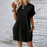 【S-2XL】👗Elegáns Zsebes Egyszínű Női Ruha