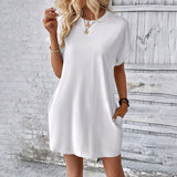 【S-2XL】👗Elegáns Zsebes Egyszínű Női Ruha