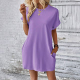 【S-2XL】👗Elegáns Zsebes Egyszínű Női Ruha