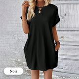 【S-2XL】👗Elegáns Zsebes Egyszínű Női Ruha