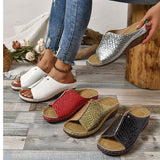 Peep Toe Slip-On Wedge Sandals for Women