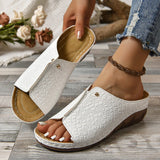 Peep Toe Slip-On Wedge Sandals for Women