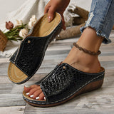 Peep Toe Slip-On Wedge Sandals for Women