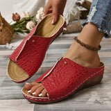 Peep Toe Slip-On Wedge Sandals for Women