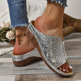 Peep Toe Slip-On Wedge Sandals for Women