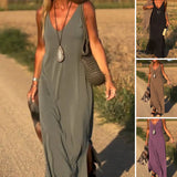V-nyakú Női Maxi Cami Ruha (S-4XL Méretben)