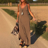 V-nyakú Női Maxi Cami Ruha (S-4XL Méretben)