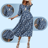 🌸Elegáns női V-nyakú hosszú ruha virágmintával (S-XL)☀️