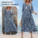 🌸Elegáns női V-nyakú hosszú ruha virágmintával (S-XL)☀️