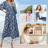 🌸Elegáns női V-nyakú hosszú ruha virágmintával (S-XL)☀️