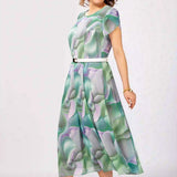 【S-4XL】💟Absztrakt Virágos Álomruha Övvel