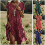 【S-3XL】🌸Elegáns pöttyös rövid ujjú ruha