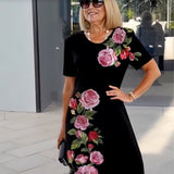 🌹👗Stílusos Virágmintás Ruha