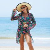 🌼👙 Női stílusos, szexi, mintás fürdőruha 3 részes szett