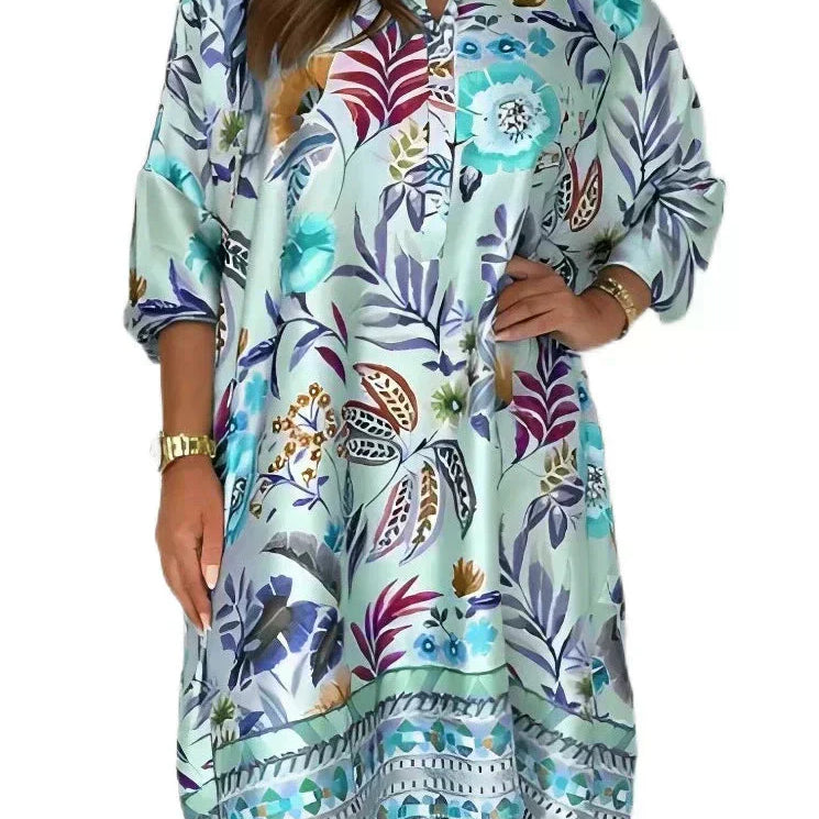 【S-3XL】👗Mintás Szatén Ruha