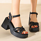 【EU 35-40】👡Női nyitott orrú, magas Chunky sarok szandálok