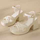 【EU 35-40】👡Női nyitott orrú, magas Chunky sarok szandálok