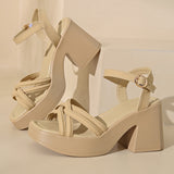 【EU 35-40】👡Női nyitott orrú, magas Chunky sarok szandálok