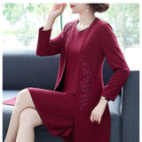 Női elegáns kabát és ruha 2 darabos szett