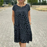 👗Női Casual Nyomtatott Zsebes Ruha